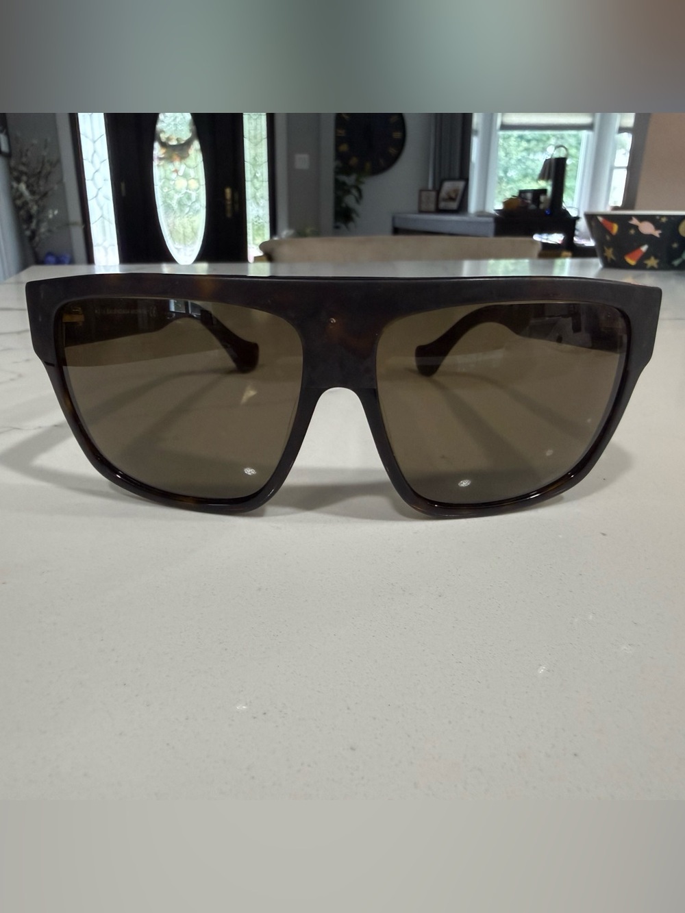 Balenciaga women’s  Shield Sunglasses - Dark Brown Frame with Brown Lenses